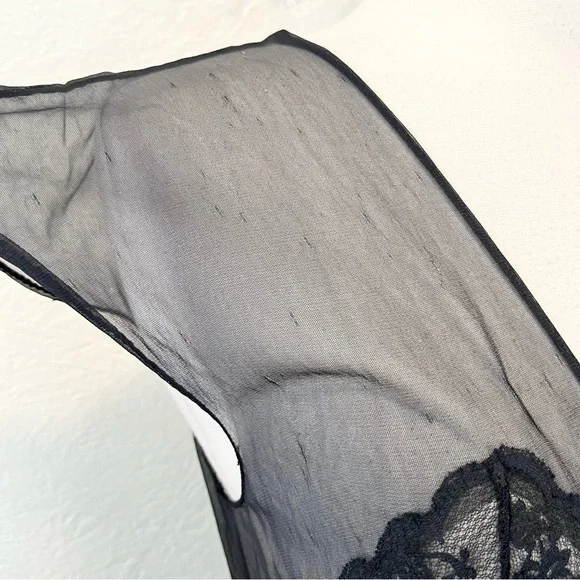 Vintage Sheer Black Mesh Satin Lingerie Nightgown Maxi Dress Goth Whimsigoth S/M - Picture 5 of 13